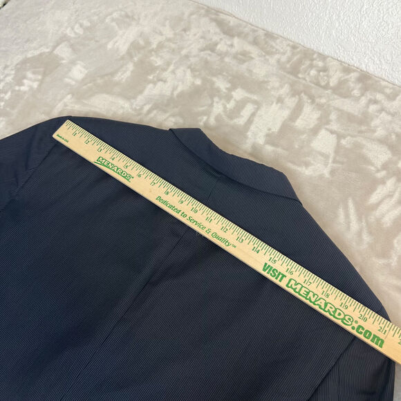 VTG Burberry Sport Coat Mens 46R Blue Striped Wool Blazer Union Made USA Career - Picture 13 of 14